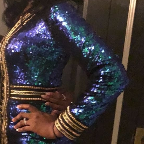 Anisha Green Premium Embellished Sequin shirt dress - Picture 14 of 15